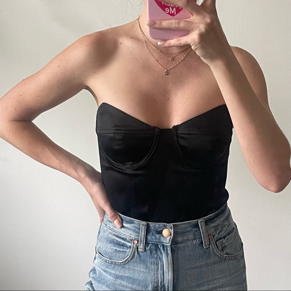 NWT h:ours Tabitha satin bustier bodysuit